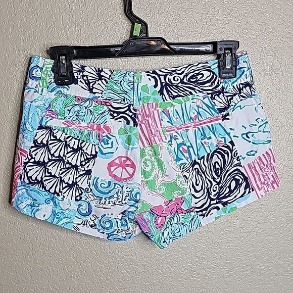 Lilly Pulitzer 00 the Walsh shorts Osterville patchwork print Blue green - Picture 4 of 10